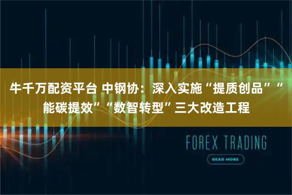 牛千万配资平台 中钢协：深入实施“提质创品”“能碳提效”“数智转型”三大改造工程